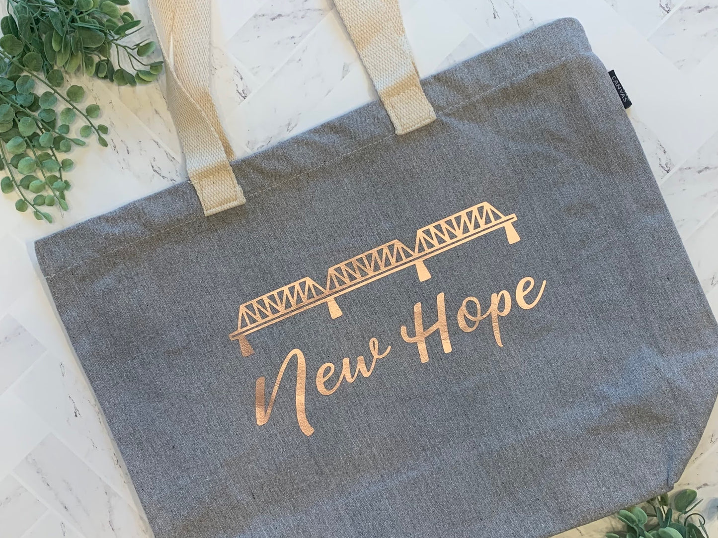 Lovely Gray Large Canvas Tote