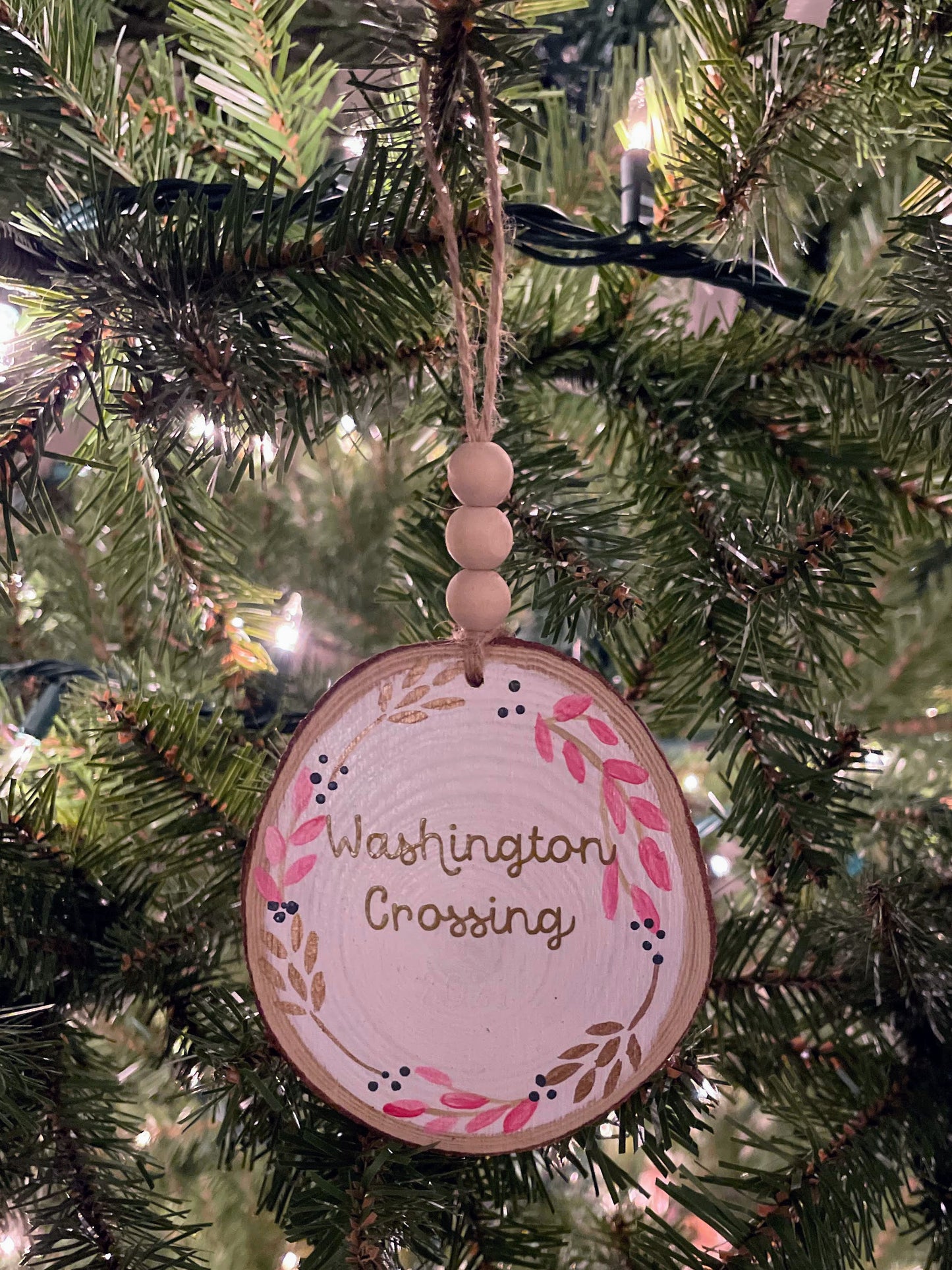 Lovely Floral Tree Slice Ornament