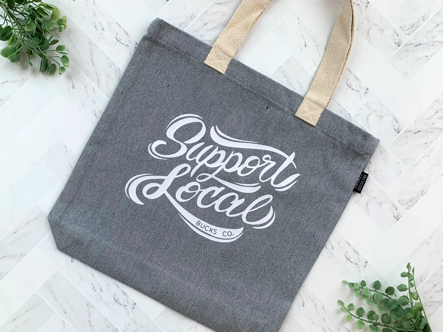 Shop Local Recycled Gray Canvas Tote