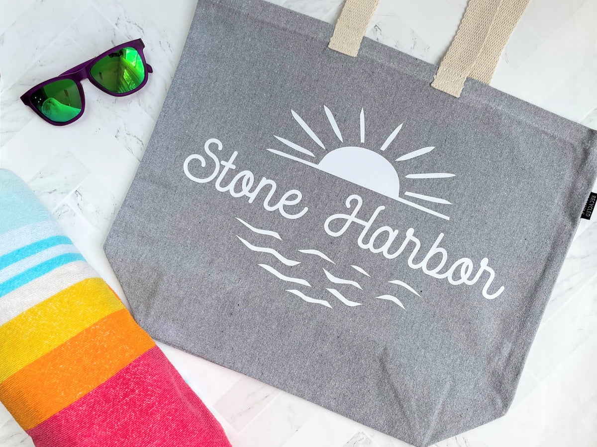 Sunrise and Waves Canvas Tote