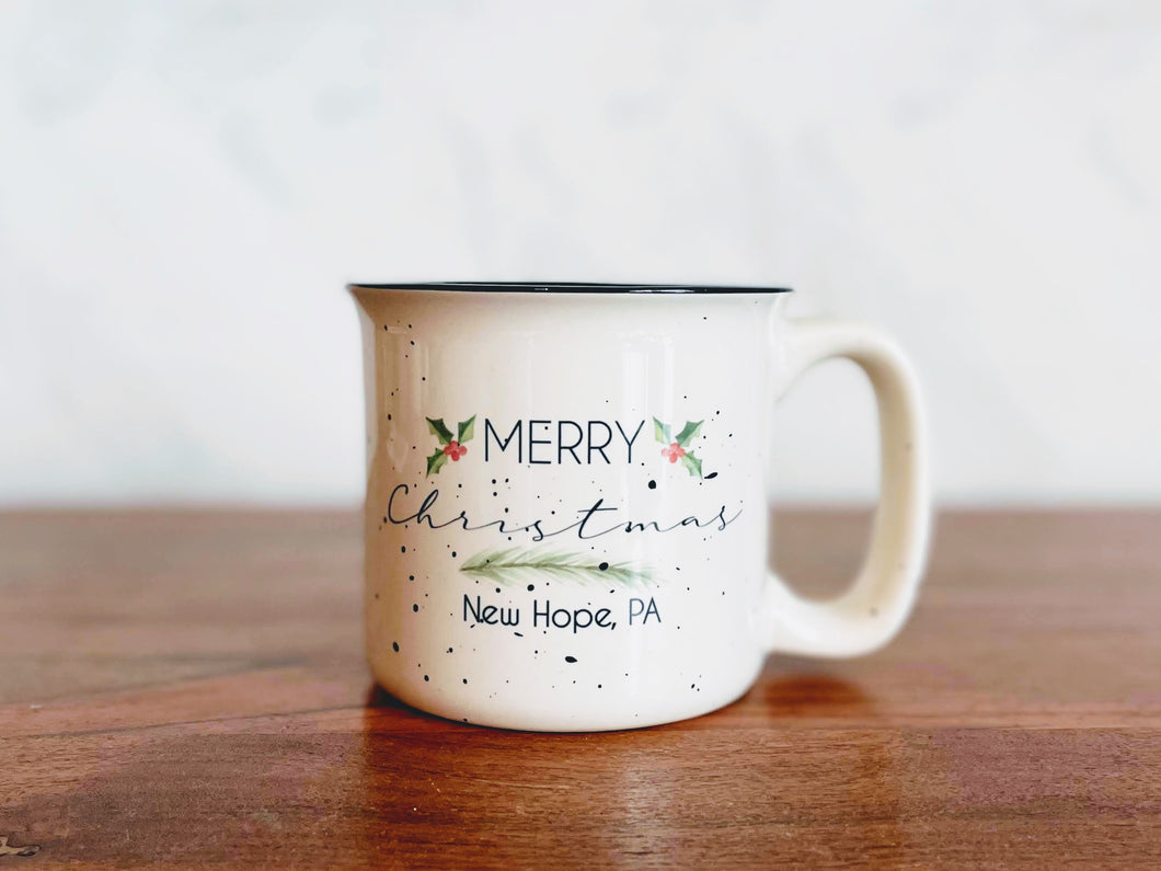 Merry Christmas Ceramic Camper Mug
