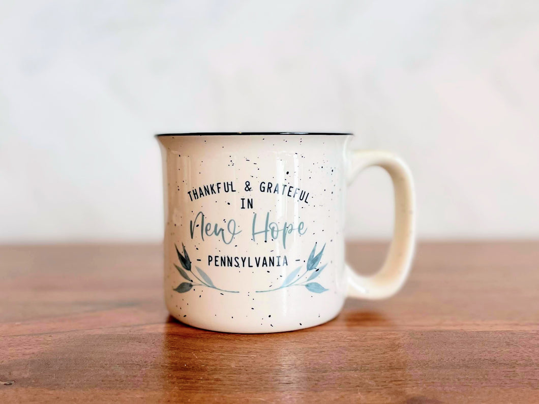 Thankful & Grateful Ceramic Camper Mug