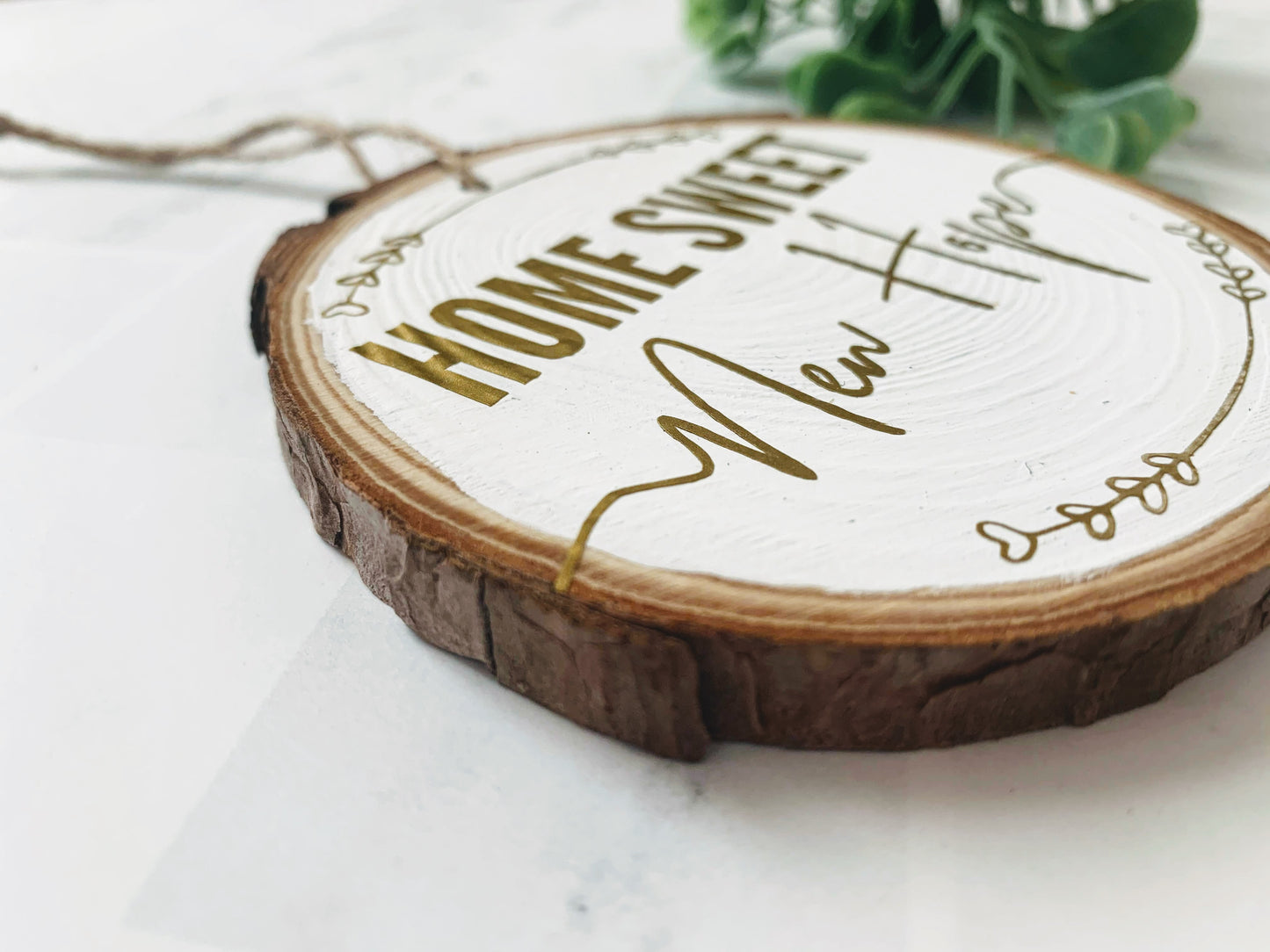 Home Sweet Town Tree Slice Ornament