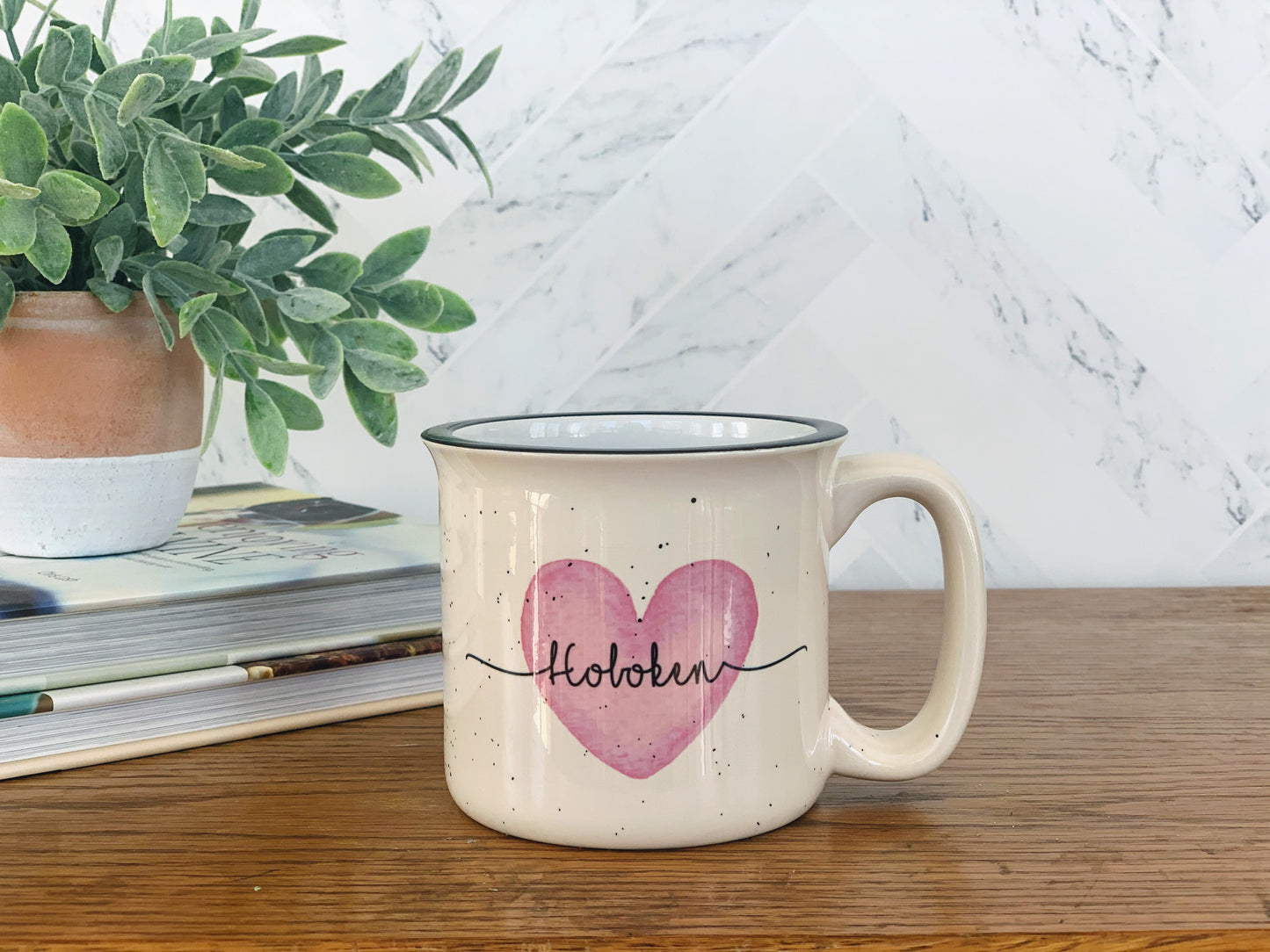 Watercolor Heart Ceramic Camper Mug