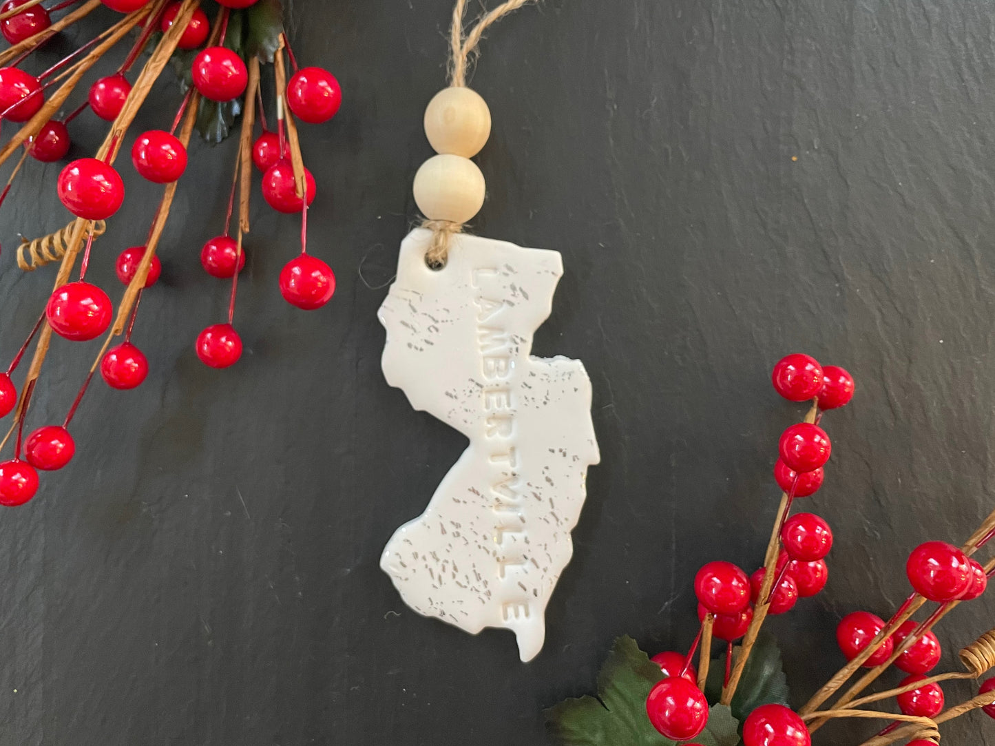 State Outline Clay Ornament