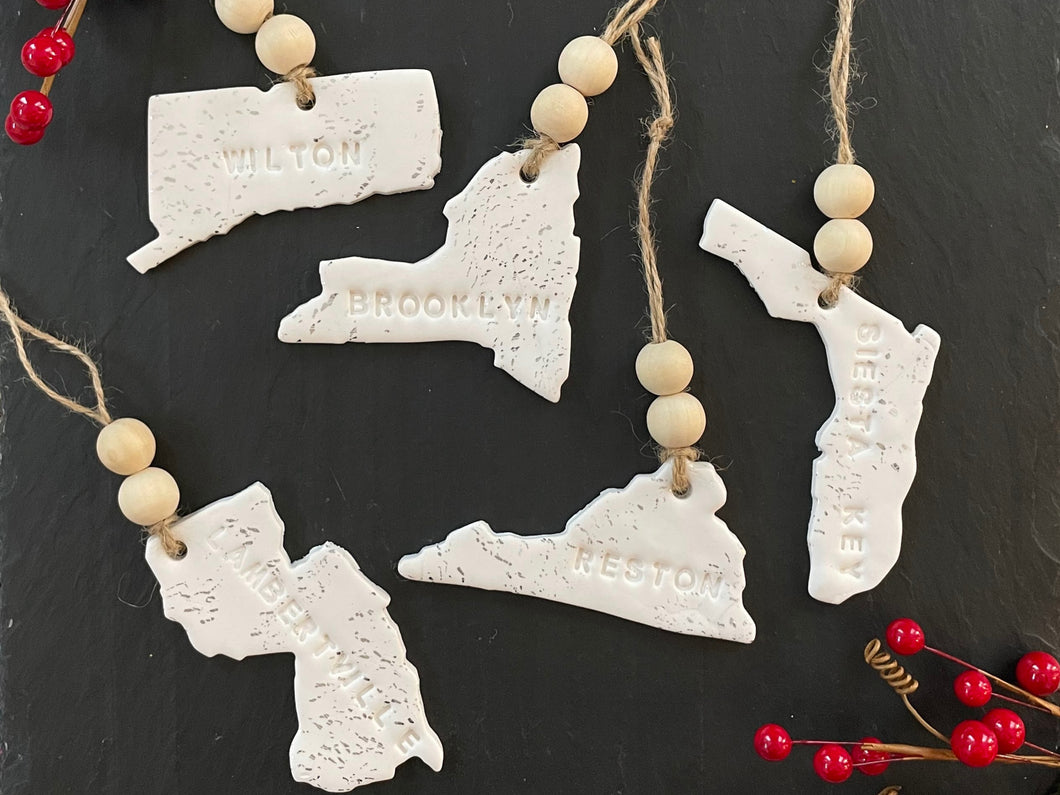 State Outline Clay Ornament